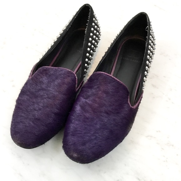 Kelsi Dagger Francie Calf Hair Studded Loafer Flat - Picture 6 of 10